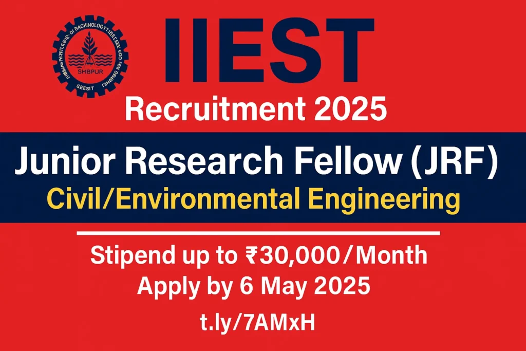 IIEST Shibpur Recruitment 2025: Apply for Junior Research Fellow (JRF) Post in Civil/Environmental Engineering
