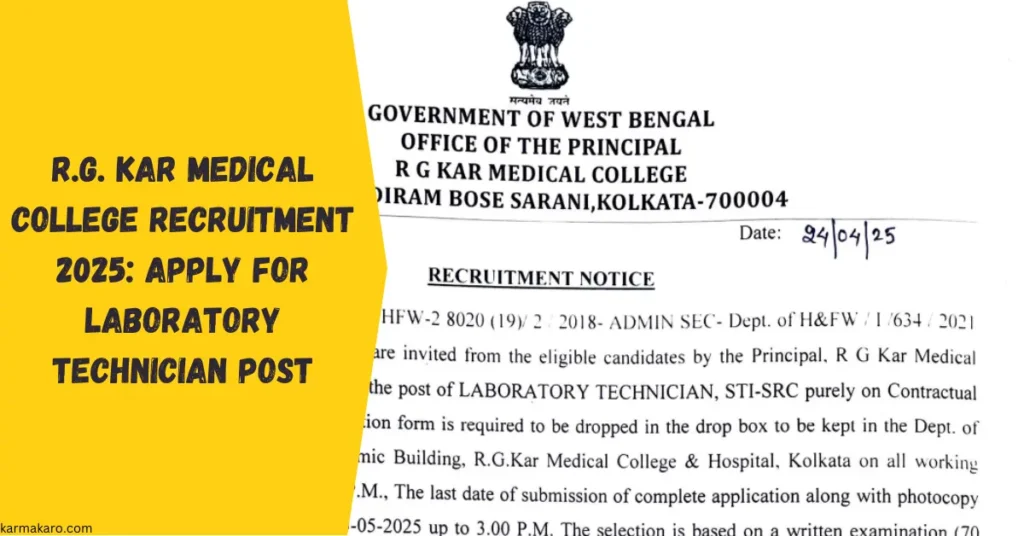 R.G. Kar Medical College Recruitment 2025: Apply for Laboratory Technician Post