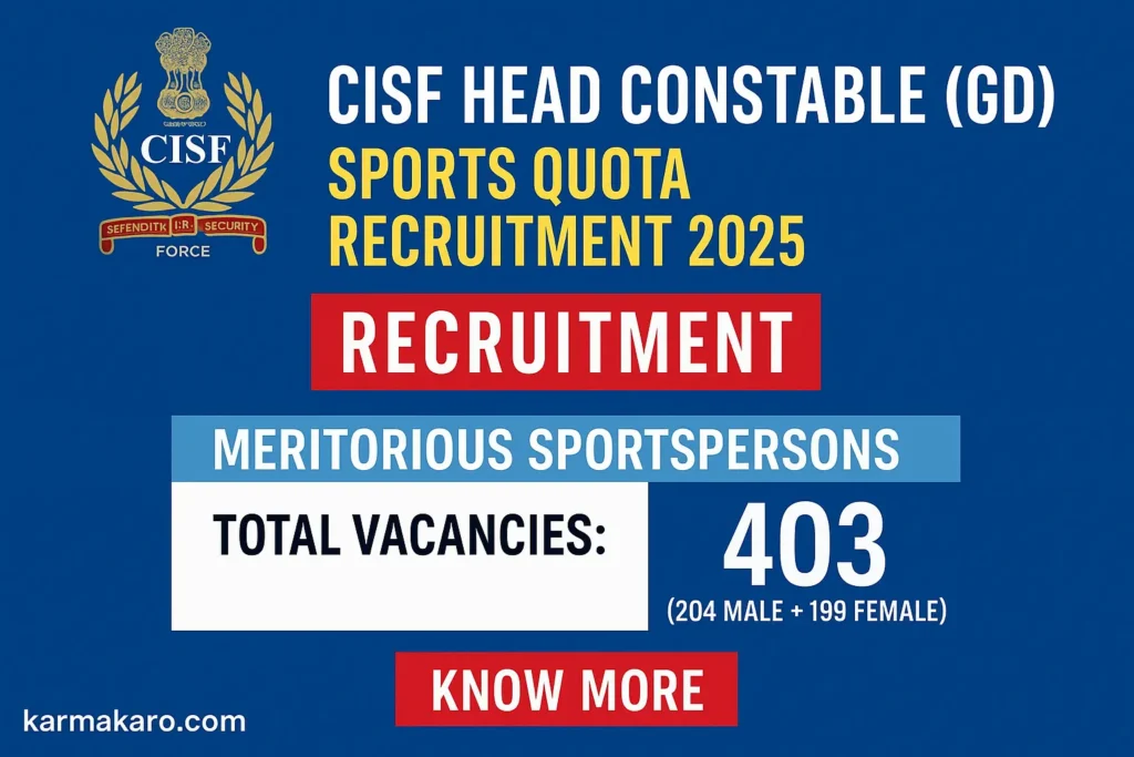 CISF Head Constable Recruitment 2025 – Apply Online for 403 Posts