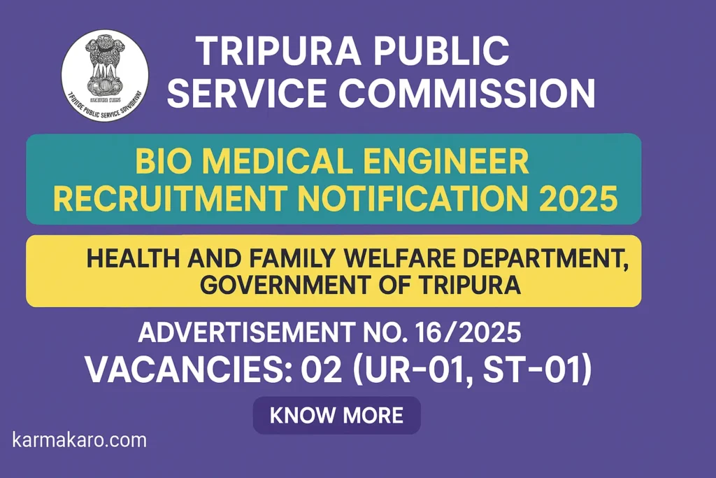 TPSC Bio Medical Engineer Recruitment 2025: Notification, Eligibility, Selection Process