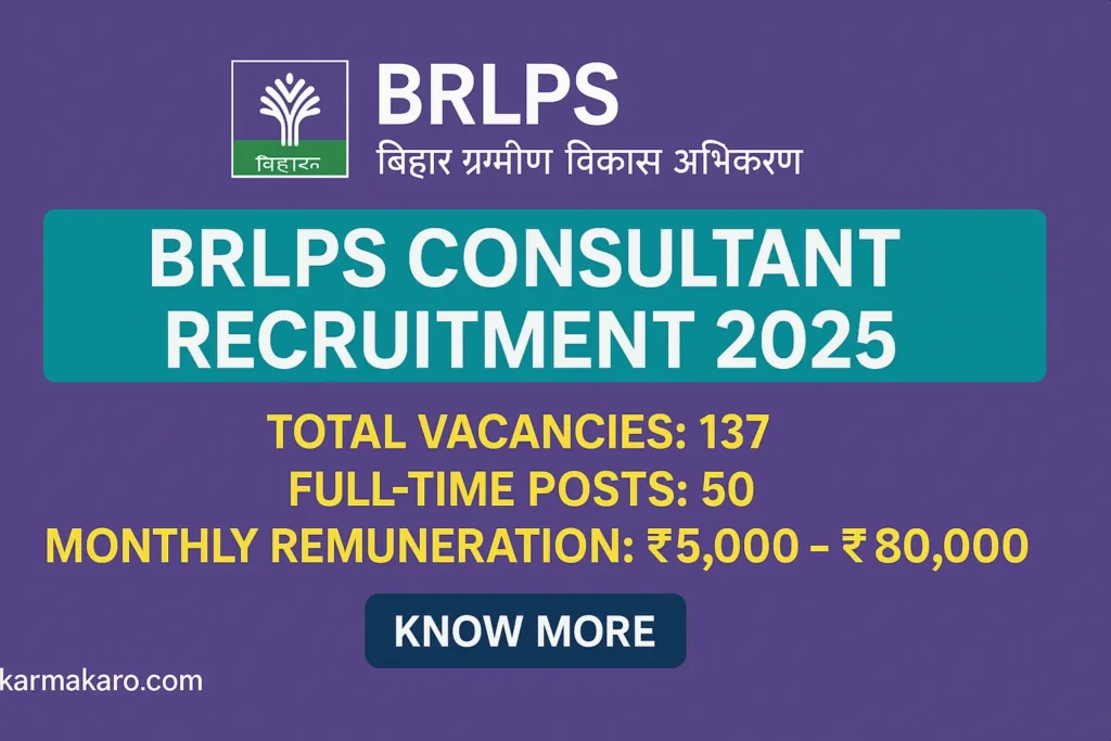 BRLPS Consultant Recruitment 2025: Apply Now for 50 Consultant Posts in Bihar