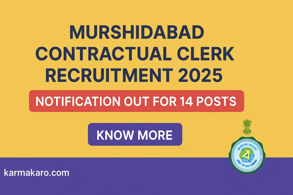 Murshidabad Contractual Clerk Recruitment 2025: Notification Out for 14 Posts – Apply by 4th June