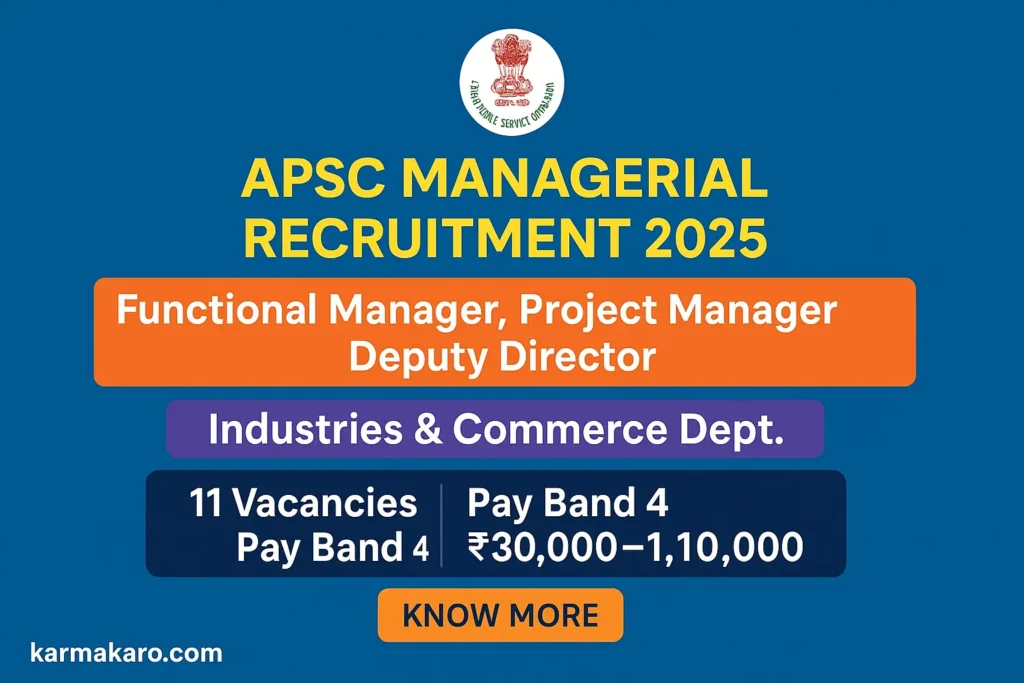 APSC Functional Manager, Project Manager & Deputy Director posts. Last date 26 June 2025.