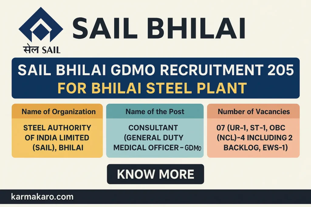 SAIL Bhilai Steel Plant GDMO Consultant Recruitment 2025: Walk-In Interview on 11 June