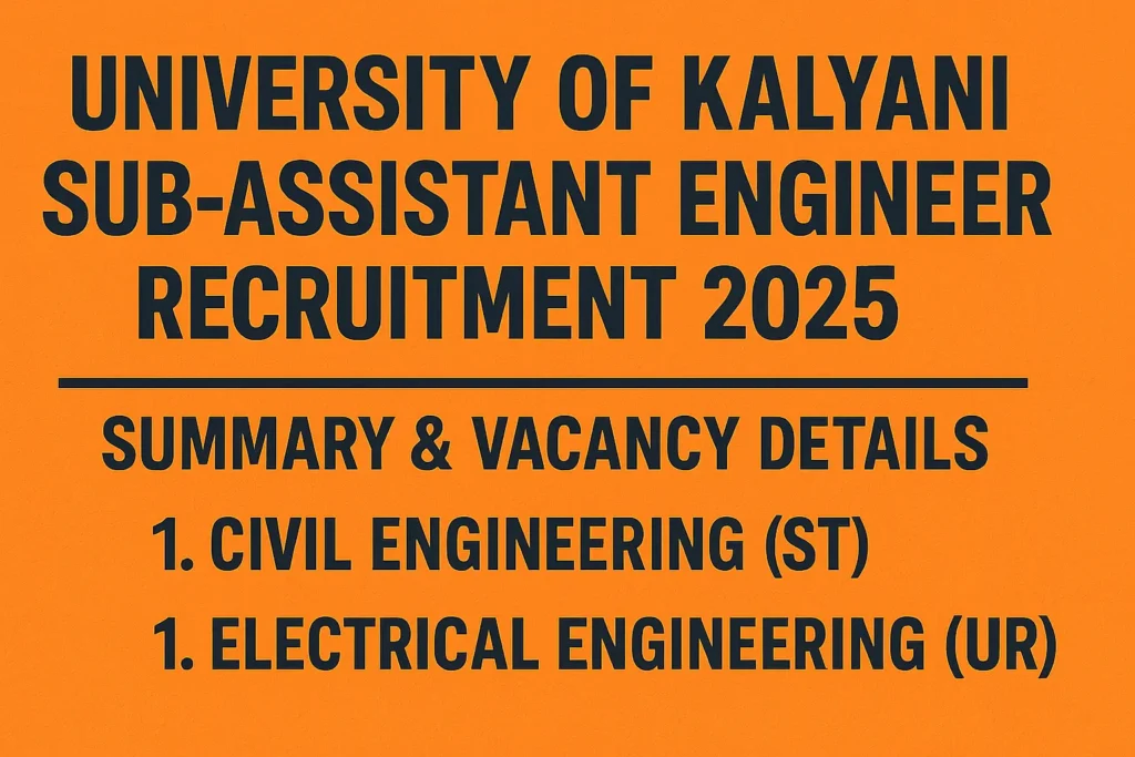University of Kalyani Recruitment 2025: Apply Online for Sub-Assistant Engineer (Civil & Electrical) Vacancies