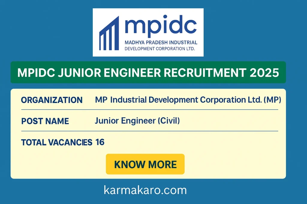 MPIDC Junior Engineer Recruitment 2025 – Apply Online for Civil Engineer Posts