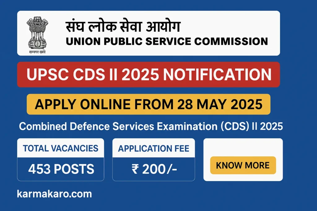 UPSC CDS II Examination 2025 Online Application Begins – Apply Now for 453 Defence Posts