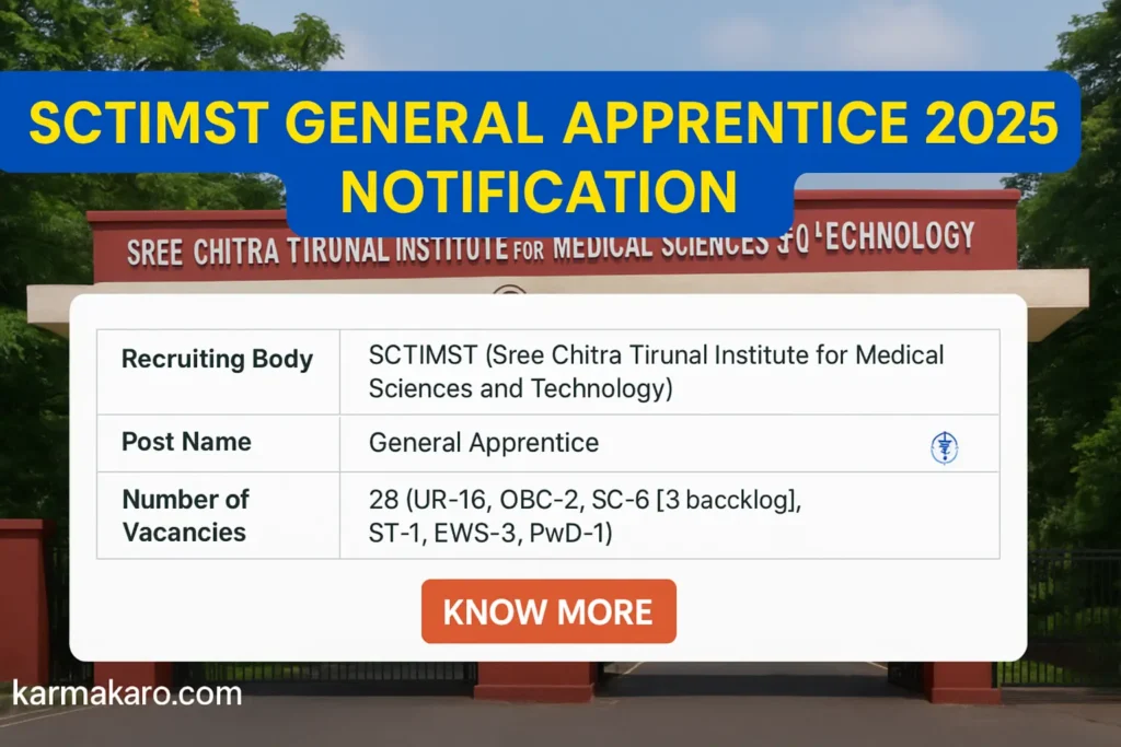 SCTIMST General Apprentice Recruitment 2025 – Apply Online for 28 Vacancies
