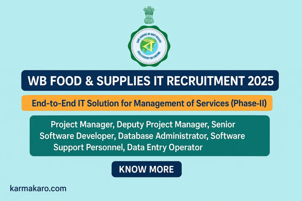 West Bengal Food & Supplies Department IT Recruitment 2025 – Apply for Project-Based Contractual Posts