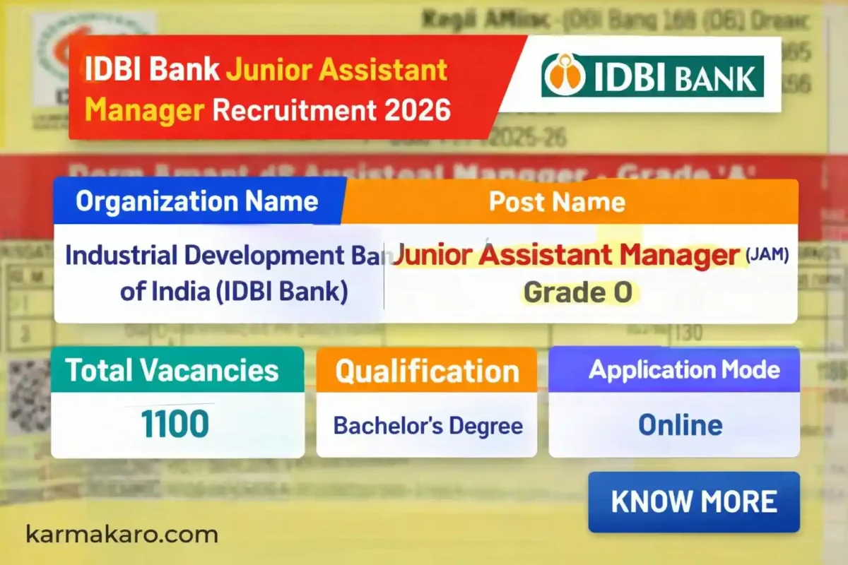 IDBI Bank Junior Assistant Manager Recruitment 2026