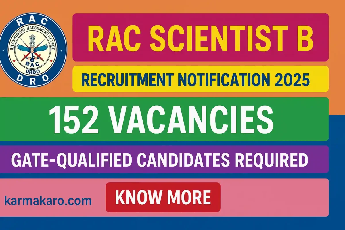 RAC Scientist B Recruitment 2025 Apply for 152 Vacancies