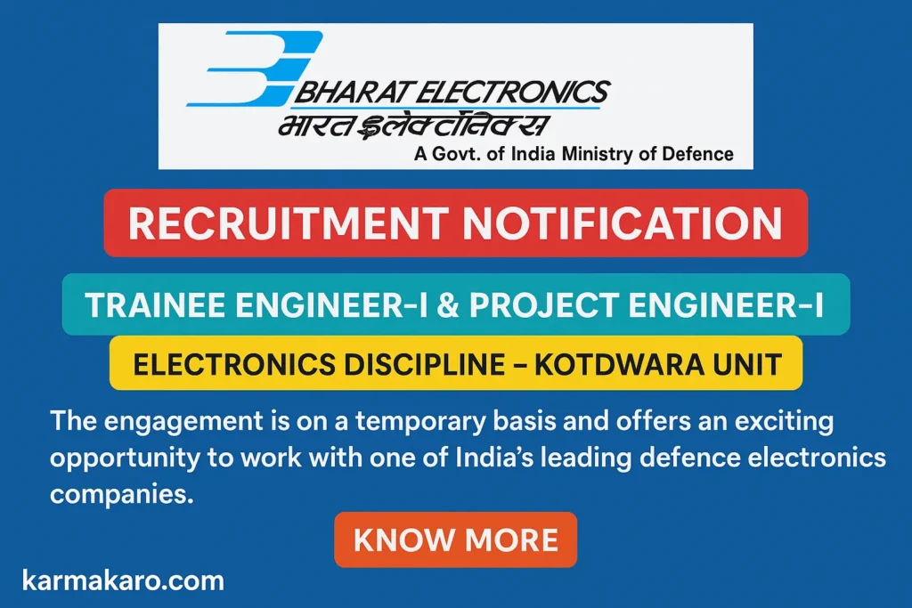 Apply now for BEL Kotdwara Recruitment 2025! Vacancies open for Trainee & Project Engineers in Electronics. Check eligibility, salary, and how to apply.