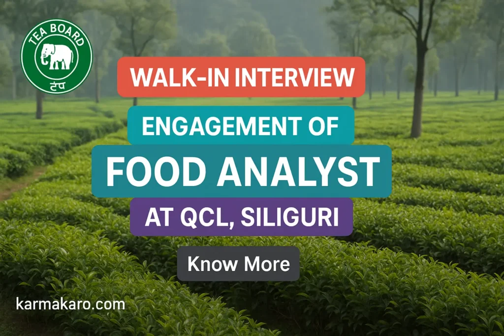 Tea Board India Recruitment 2025: Walk-in Interview for Food Analyst at QCL Siliguri