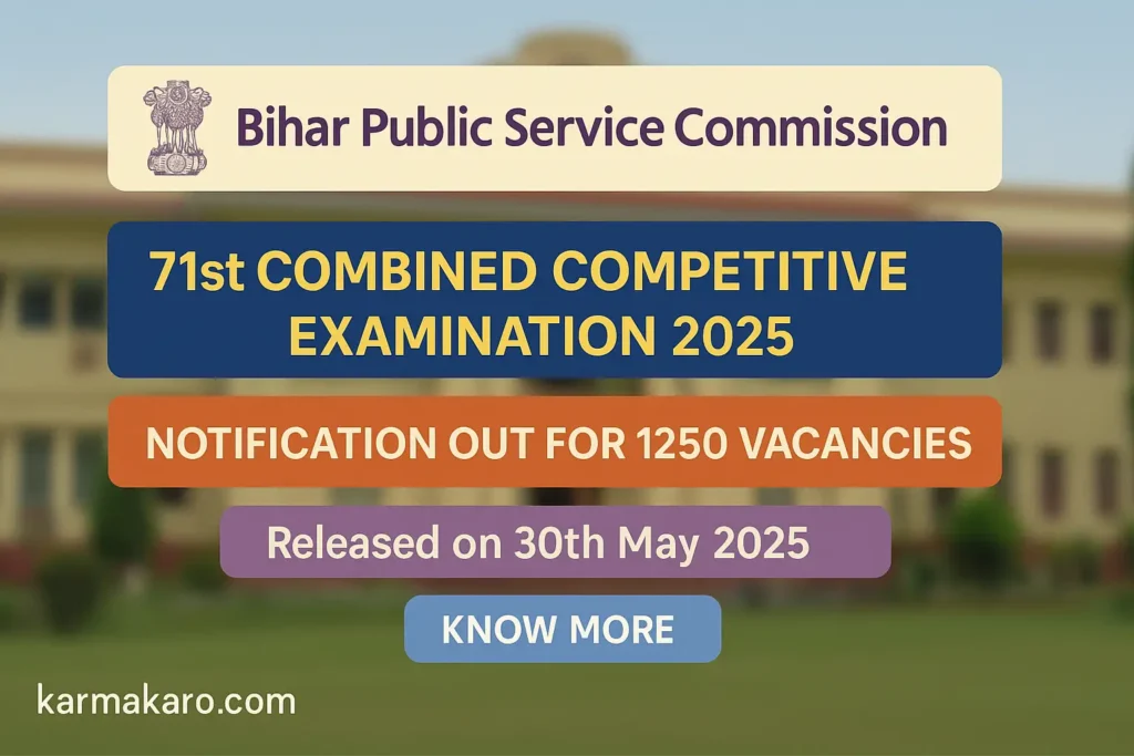 BPSC 71st CCE Notification 2025 Out for 1250 Vacancies: Apply Online
