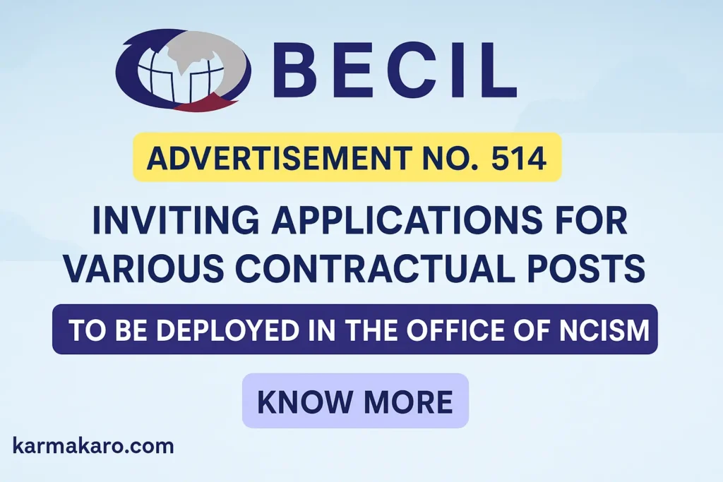 BECIL Recruitment 2025 for Junior Technical Officer (Unani), Office Assistant & Domain Expert (IT)