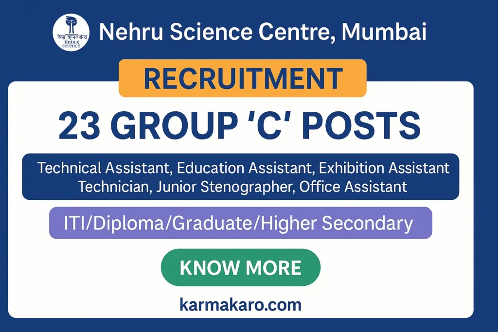 Nehru Science Centre Recruitment 2025: Apply Online for Technical, Education, and Office Posts