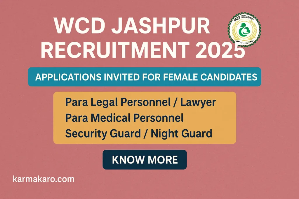 WCD Jashpur Recruitment 2025: Apply for Security Guard, Lawyer & Medical Posts