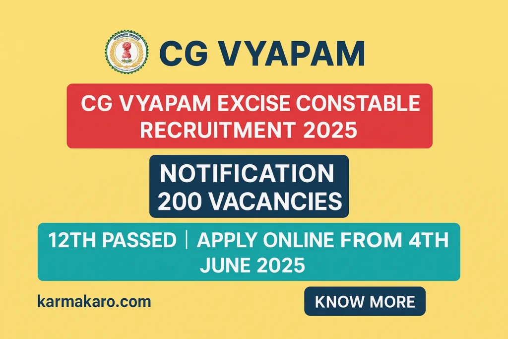 CG Vyapam Excise Constable Recruitment 2025 Apply Online for 200 Posts @vyapamcg.cgstate.gov.in