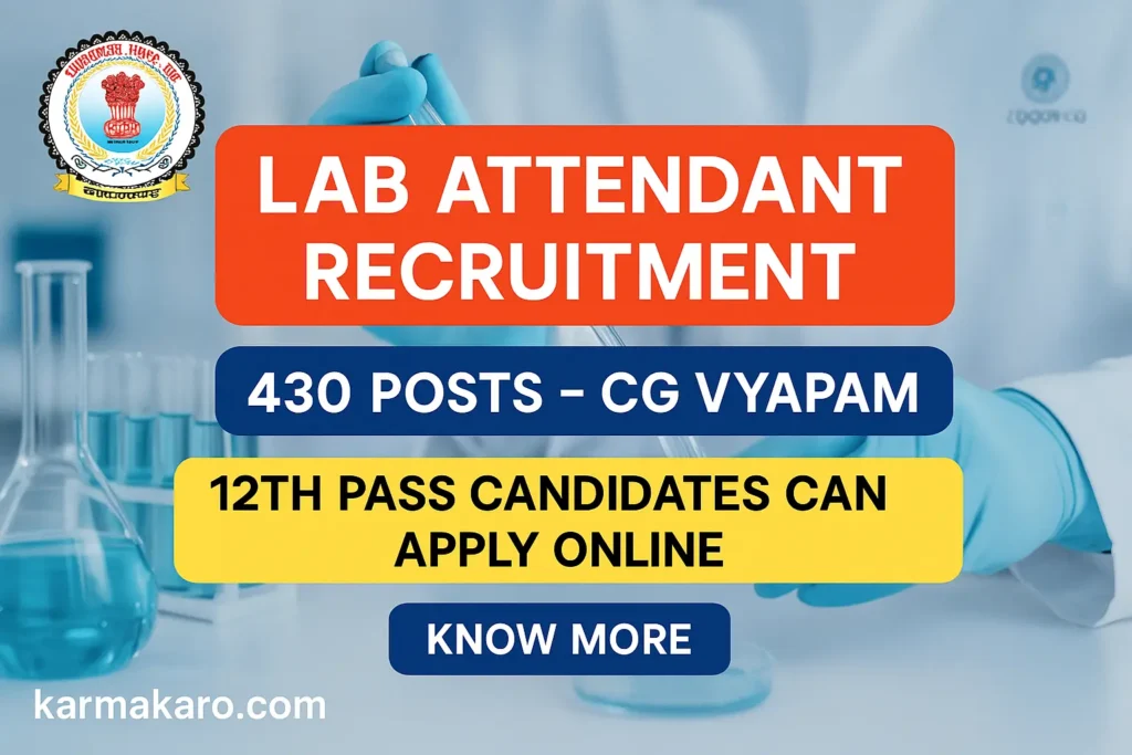 CG Vyapam Lab Attendant Recruitment 2025 Apply Online for 430 Vacancies