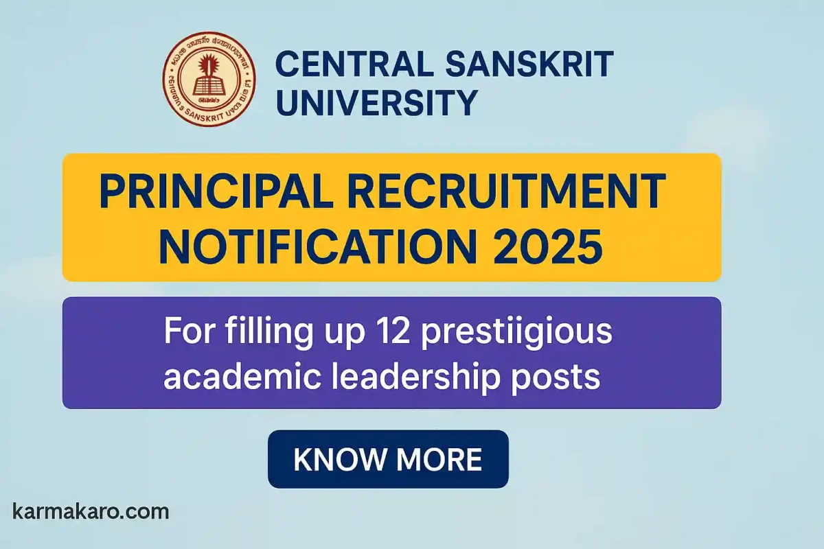 Central Sanskrit University Recruitment 2025 Apply Online for 12 Principal Posts Before 28 July