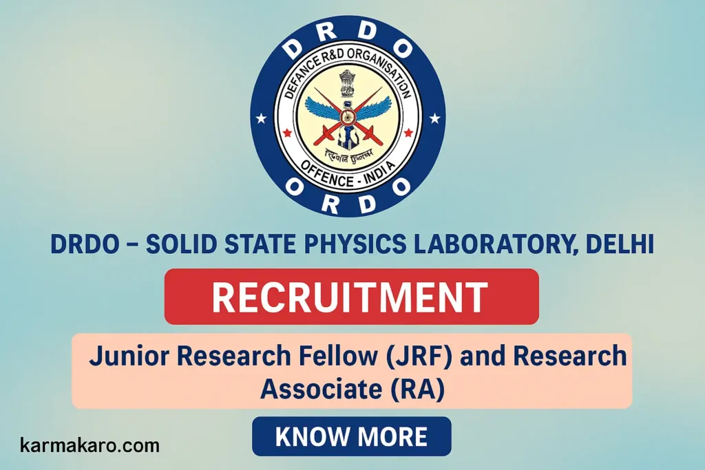 DRDO SSPL JRF & RA Recruitment 2025 Notification Out for 20 Research Fellowships