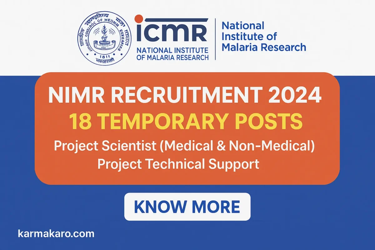 ICMR NIMR Recruitment 2025 Walk-In for 18 Project Scientist, Technical Support Posts