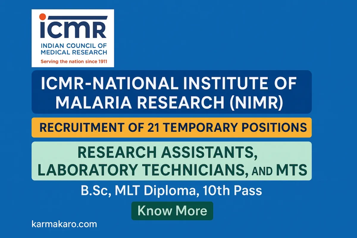 ICMR NIMR Recruitment 2025 Walk-In for 21 Research Assistant, Lab Technician & MTS Posts