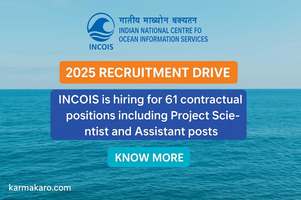 INCOIS Recruitment 2025 Apply for 61 Project Scientist and Assistant Posts