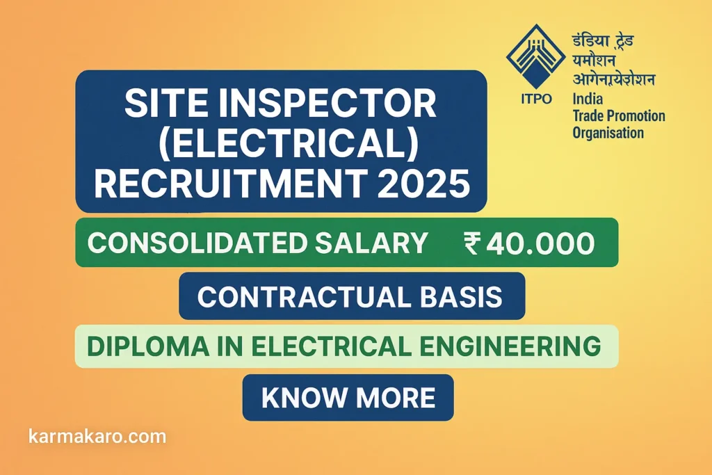 ITPO Recruitment 2025 Apply for Site Inspector (Electrical) Post – Check Eligibility, Salary, and Application Details