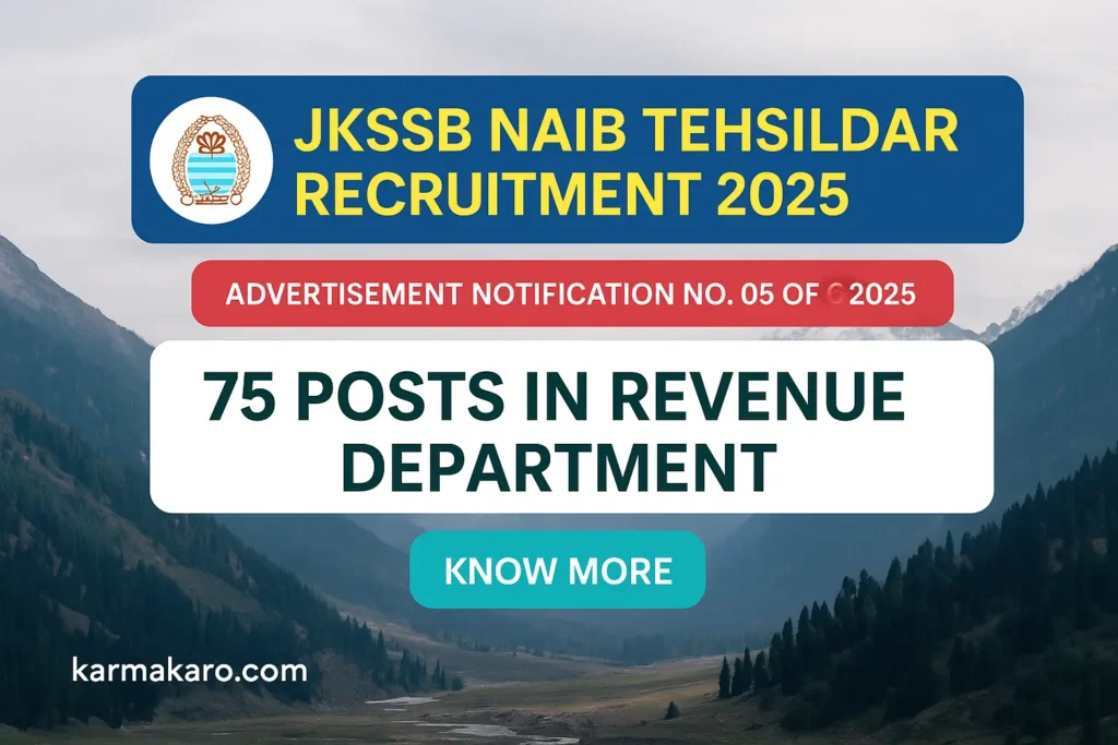 JKSSB Naib Tehsildar Recruitment 2025 Notification Released for 75 Posts