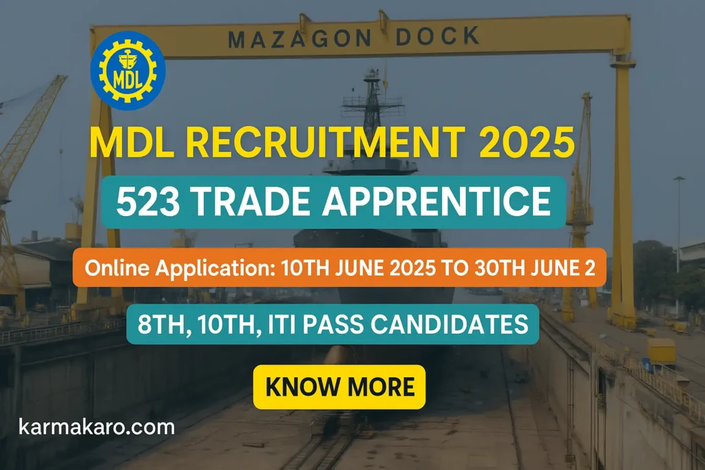 MDL Apprentice Recruitment 2025 Apply Now for 523 Vacancies
