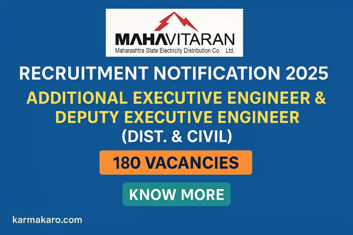 MSEDCL Recruitment 2025 Apply Online for 180 Additional Executive Engineer & Deputy Executive Engineer Posts