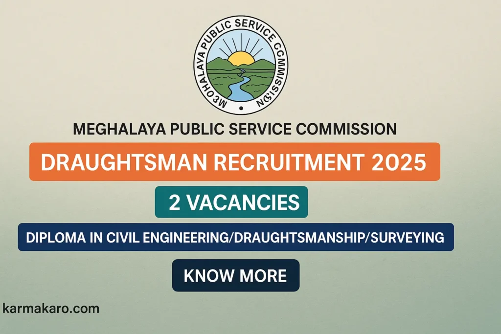 Meghalaya PSC Draughtsman Recruitment 2025 Apply Online for 2 Government Vacancies