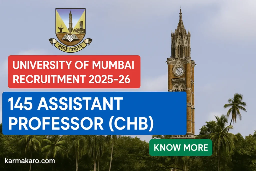 Mumbai University Recruitment 2025 Apply for 145 Assistant Professor Posts