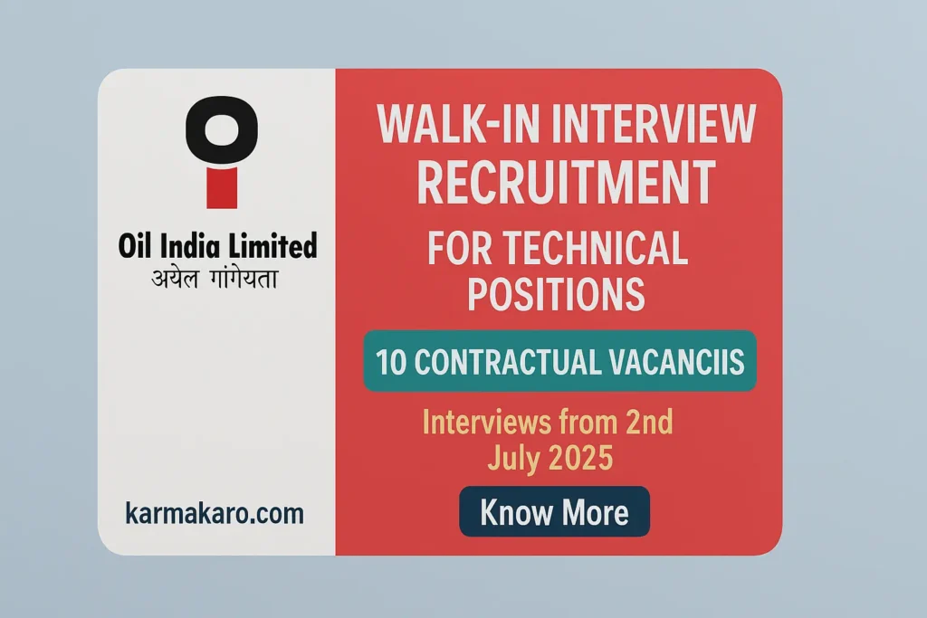 Oil India Recruitment 2025 Walk-In Notification for Assistant Fitter, Mechanical Supervisor & More