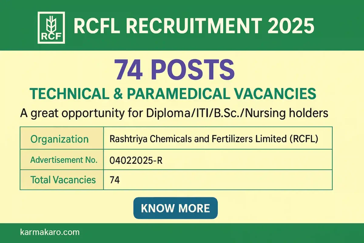 RCFL Recruitment 2025 Apply Online for 75 Management Trainee and Officer Vacancies