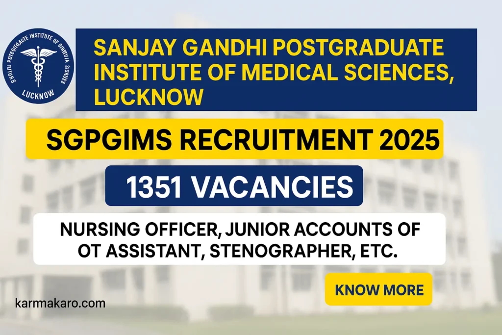 SGPGIMS Recruitment 2025 1351 Group B, C & D Vacancies