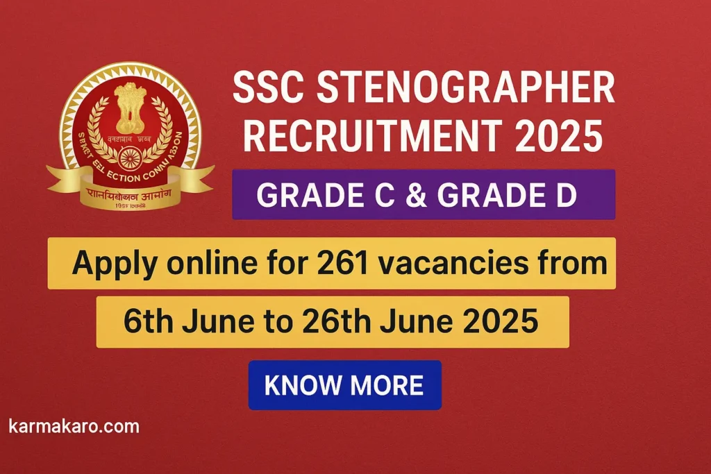 SSC Stenographer Recruitment 2025 Apply Online for 261 Vacancies Before 26 June