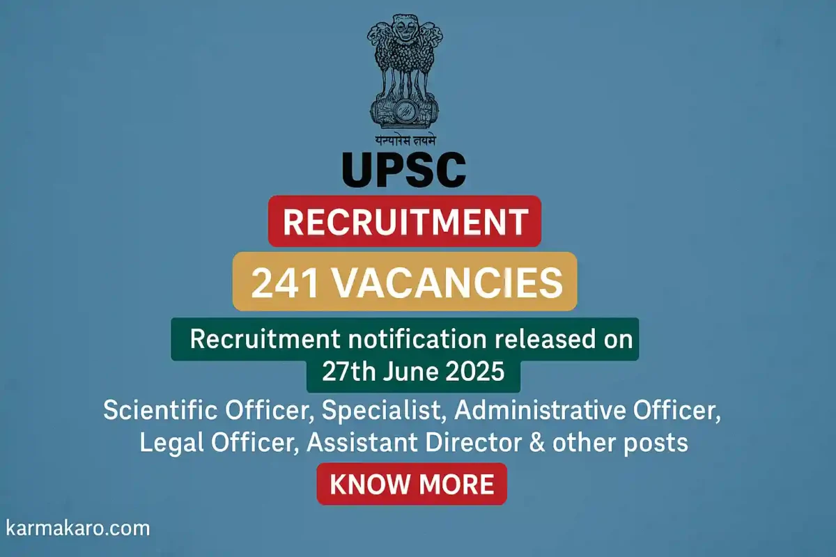 UPSC Recruitment 2025 - Apply Online for 241 Scientific Officer, Specialist & Other Posts