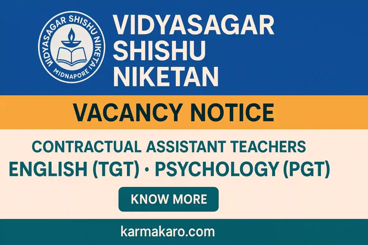 Vidyasagar Shishu Niketan Recruitment 2025 Assistant Teacher
