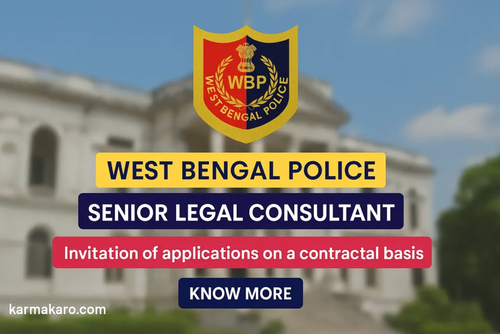 West Bengal Police Senior Legal Consultant Recruitment 2025 Apply for 2 Contractual Posts