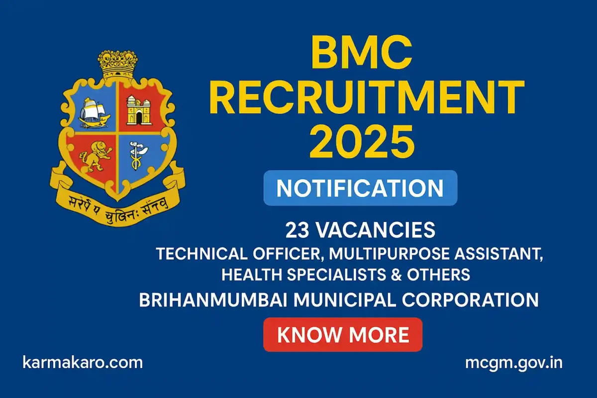 BMC Recruitment 2025 Notification Out for 23 Posts Including Technical Officer and Multipurpose Assistant