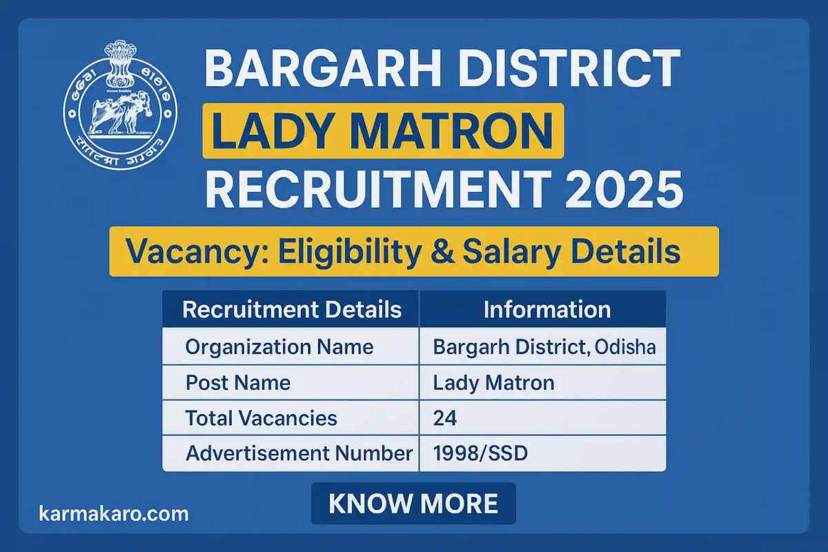 Bargarh District Lady Matron Recruitment 2025 – Apply Offline for 24 Vacancies