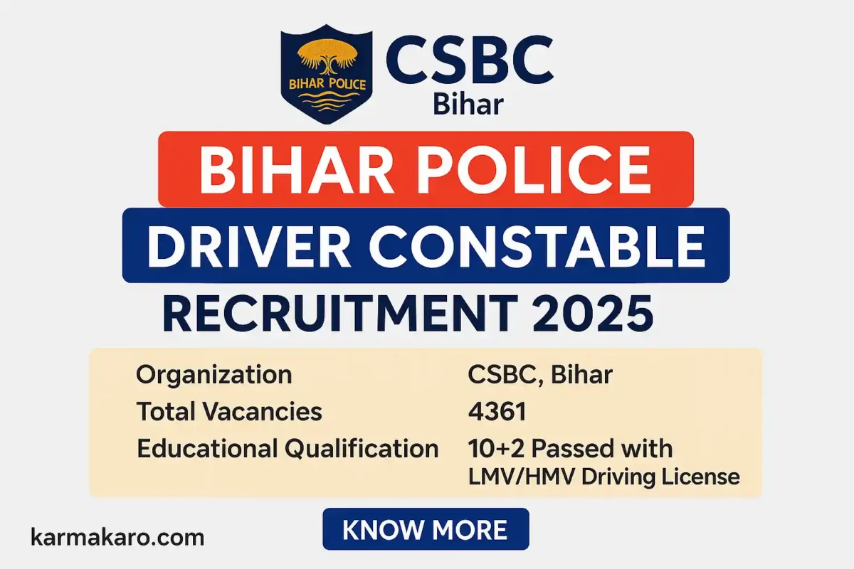 Bihar Police Driver Constable Notification 2025 4361 Vacancies Announced by CSBC
