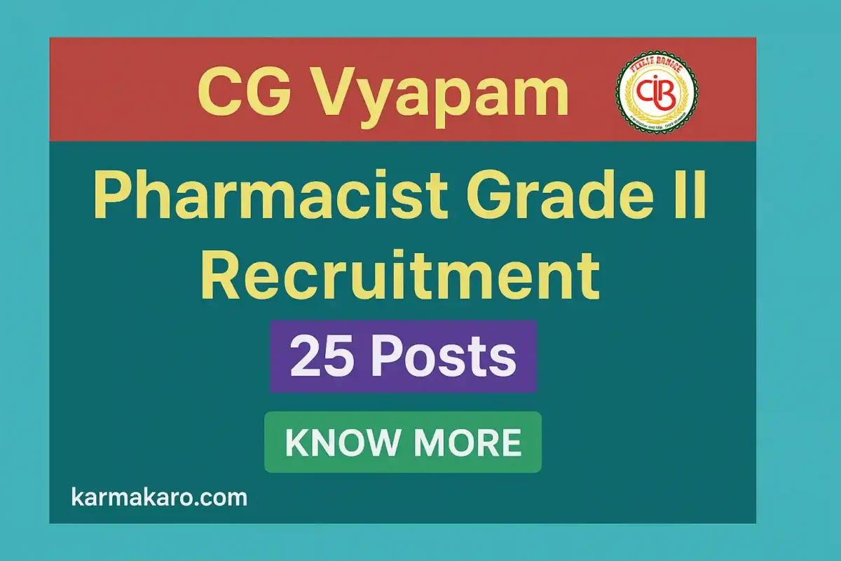 CG Vyapam Pharmacist Grade II Recruitment 2025 Apply Online for 25 Vacancies