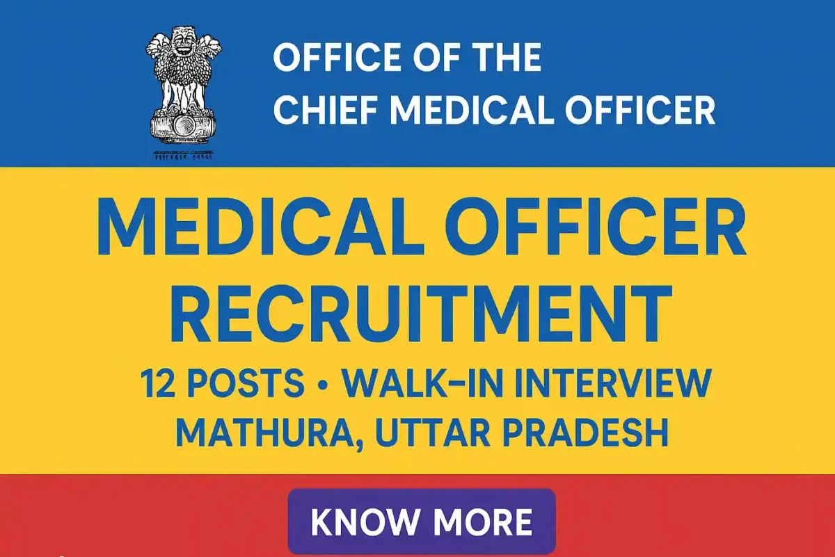 CMO Mathura Recruitment 2025 Walk-in for 12 Medical Officer Posts