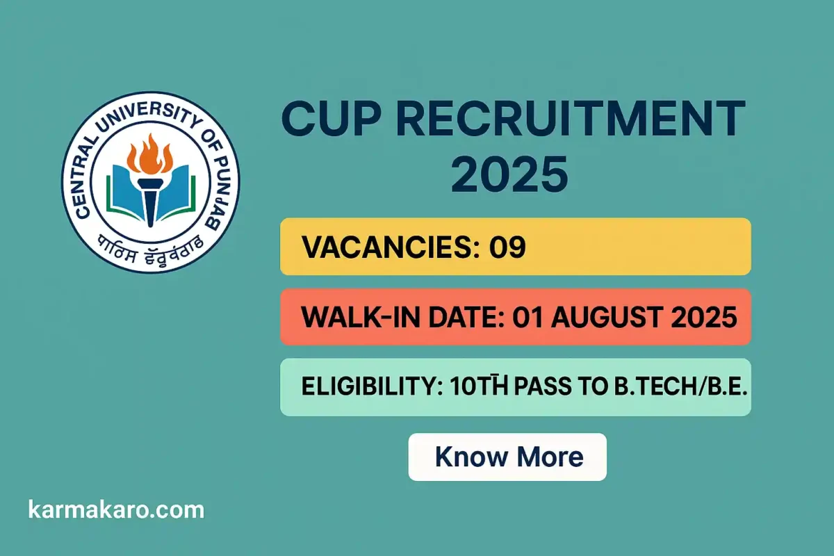 Central University of Punjab (CUP) Recruitment 2025 – 09 Posts of DEO, Office Staff & More