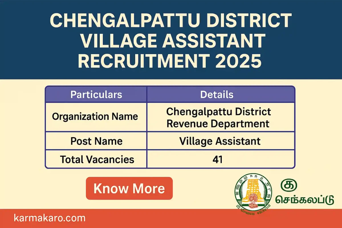 Chengalpattu District Village Assistant Recruitment 2025 – Apply Offline for 41 Vacancies