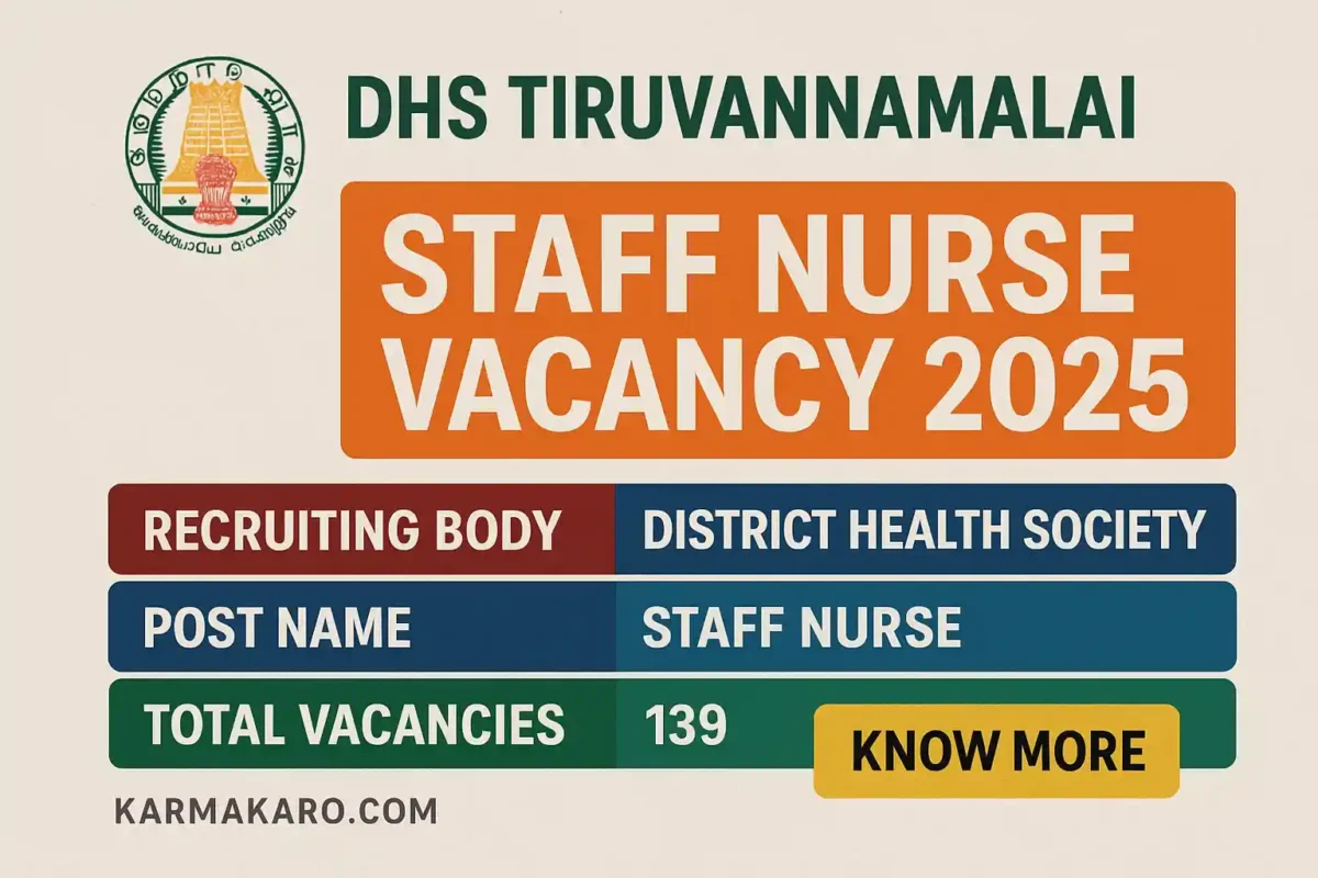 DHS Tiruvannamalai Staff Nurse Recruitment 2025 – 139 Nursing Vacancies Announced