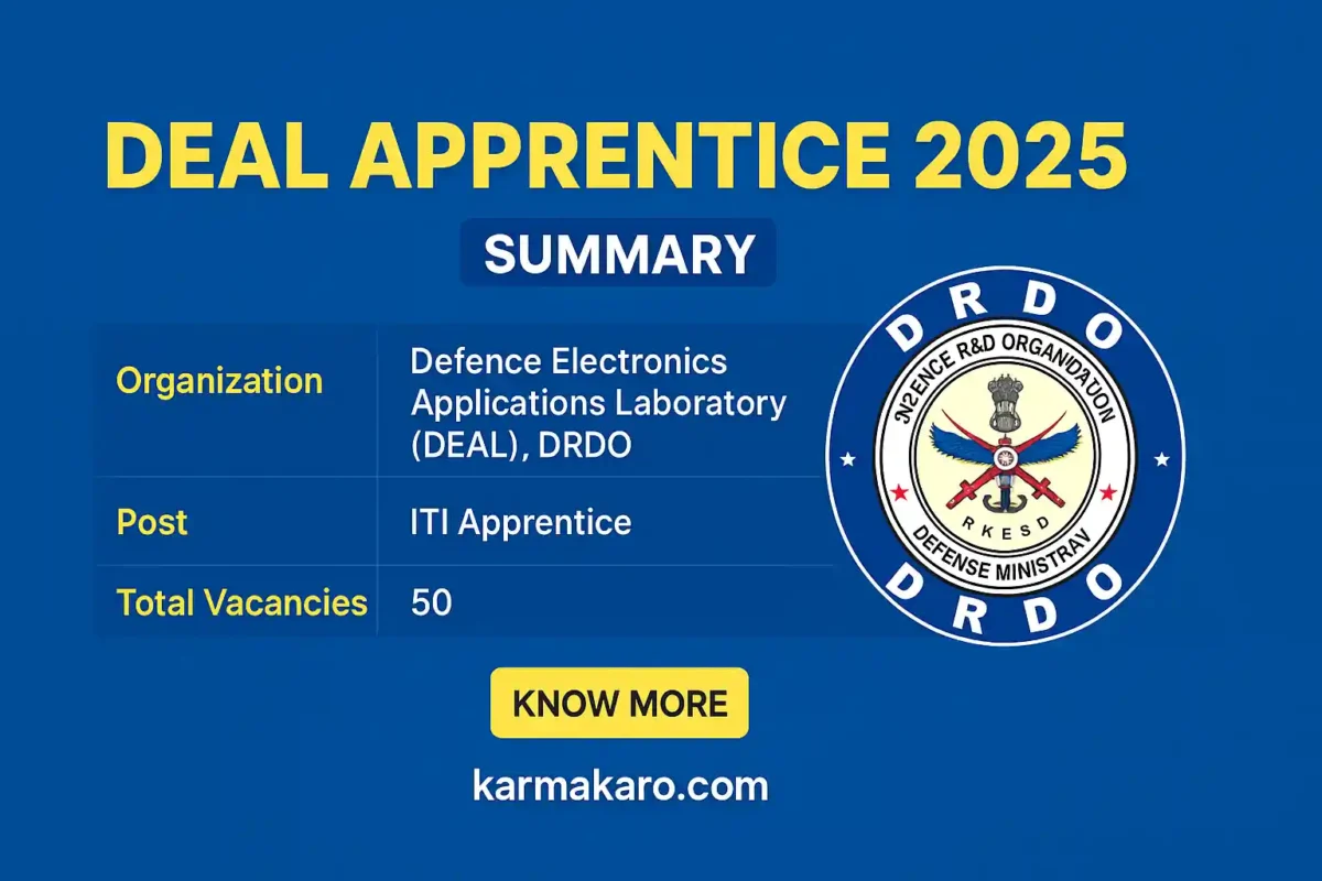DRDO DEAL ITI Apprentice Recruitment 2025 - Walk in for 50 Vacancies in Dehradun